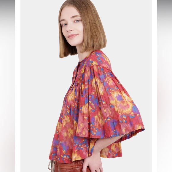 ISABEL MARANT ETOILE MIRANDA PRINT BLOUSE | BURNT HENNA - Picture 2 of 11